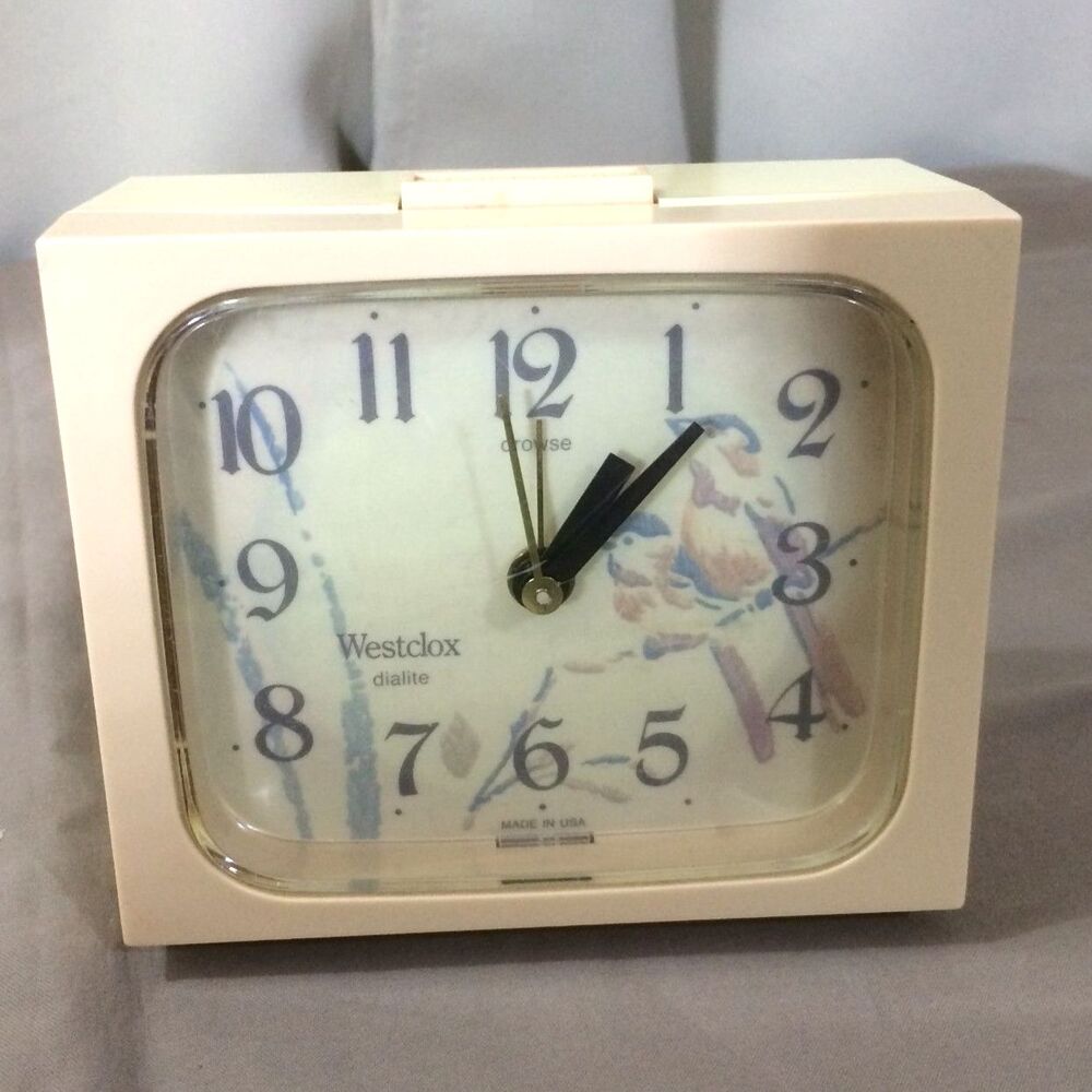 Vintage 60s Westclox Distinction II Drowse Dialite Alarm Clock Bird Design Works